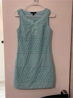 Banana Republic Sleeveless Eyelet Shift Dress - Light Aqua